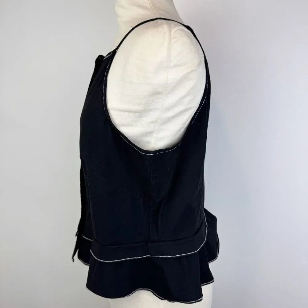 Maeve Tailored Square-Neck Peplum Top Medium minimalist structured - Picture 3 of 10